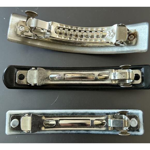 Lot Of 3 Vintage Hair Barrette Tortoise Shell Hand Painted Marble Shiny - Picture 4 of 5